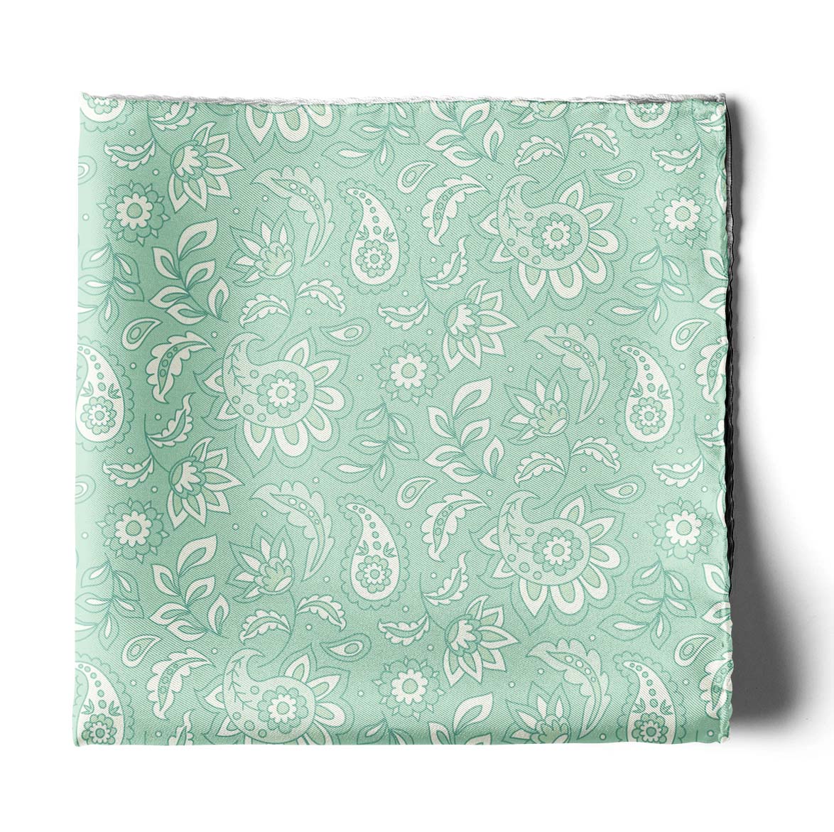 Four In One Pastel Green Silk Pocket Square — men's silk pocket square, view 2