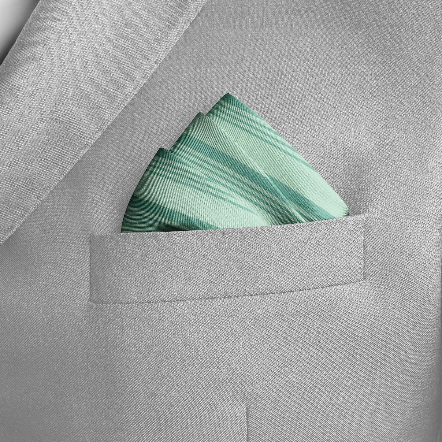 Four In One Pastel Green Silk Pocket Square — men's silk pocket square, view 3