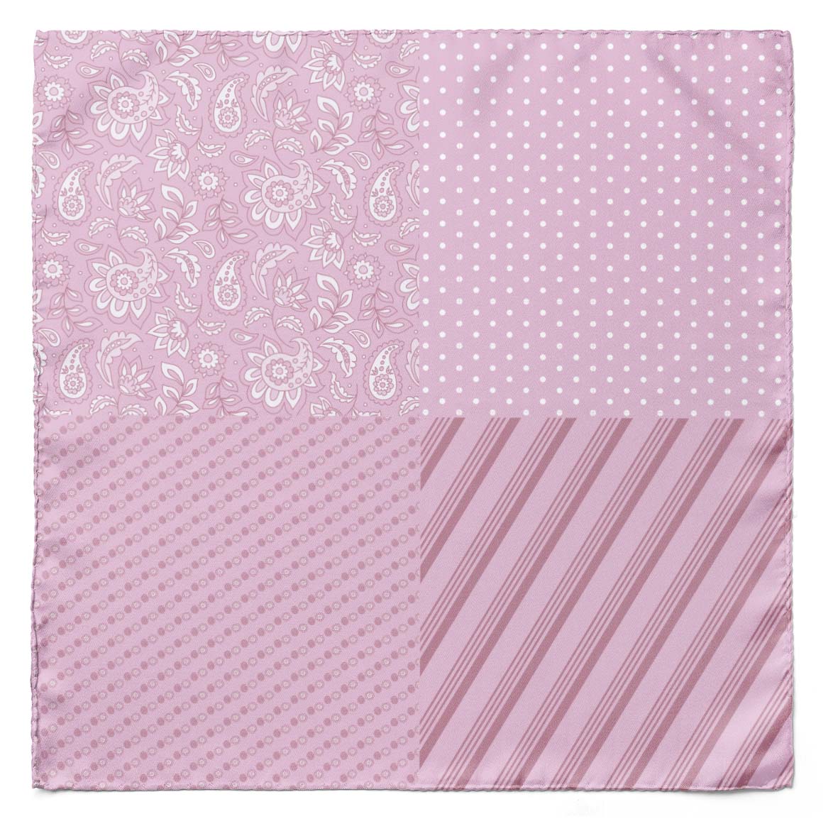 Four In One Pastel Pink Silk Pocket Square — men's 100% silk pocket square
