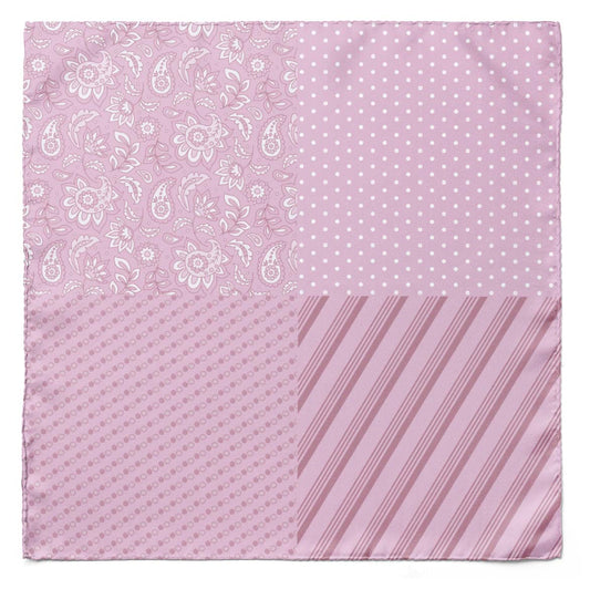Four In One Pastel Pink Silk Pocket Square — men's 100% silk pocket square