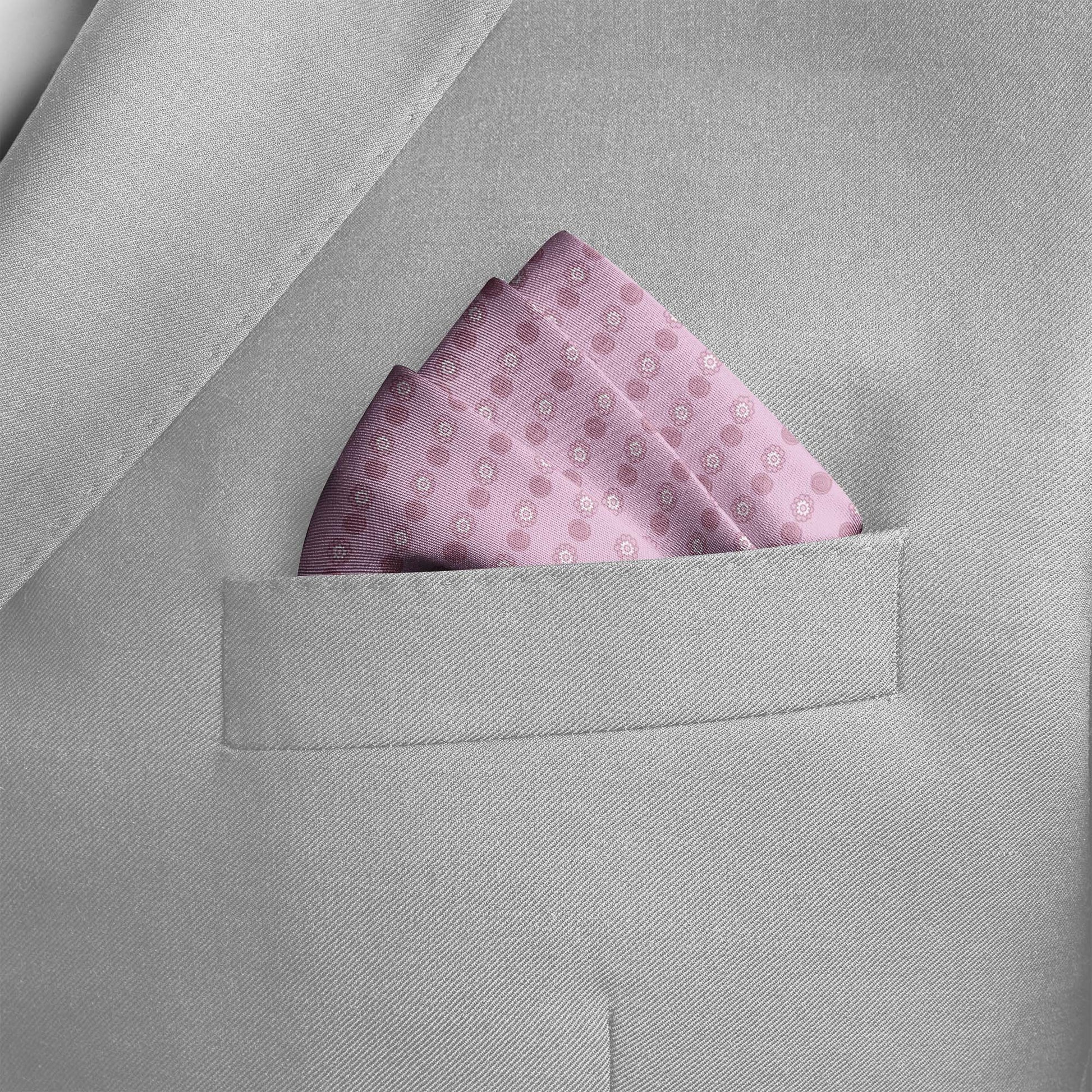 Four In One Pastel Pink Silk Pocket Square — men's silk pocket square, view 4