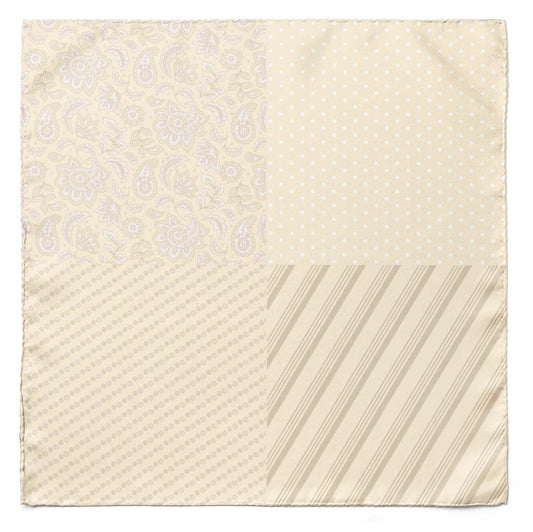 Four In One Pastel Cream Silk Pocket Square — men's 100% silk pocket square