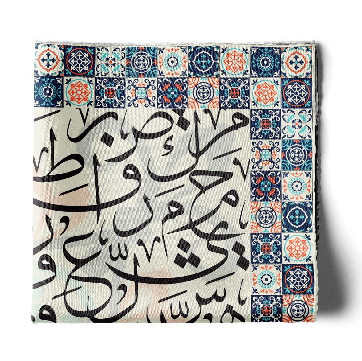 Huroof Silk Pocket Square — men's silk pocket square, view 2
