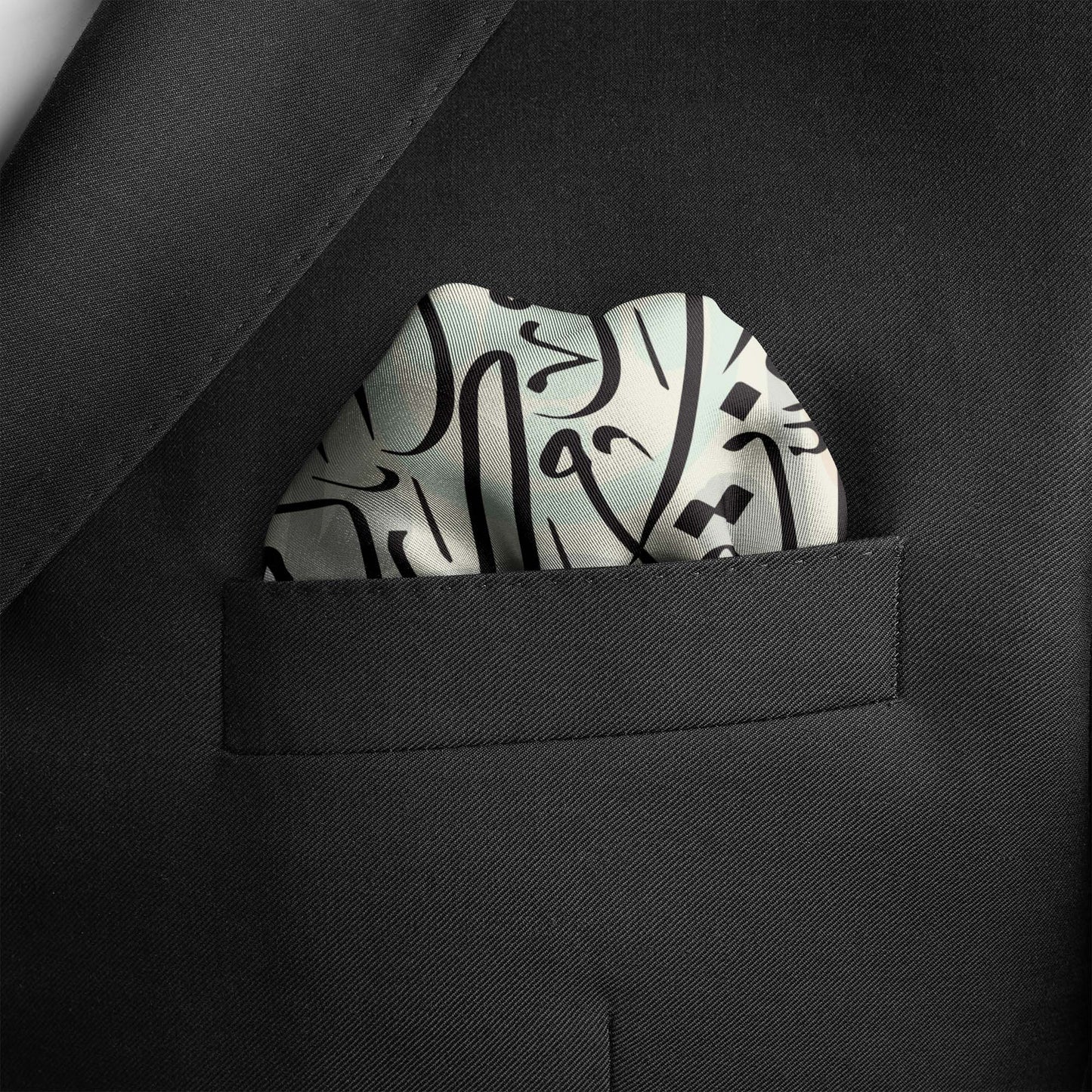 Huroof Silk Pocket Square — men's silk pocket square, view 3