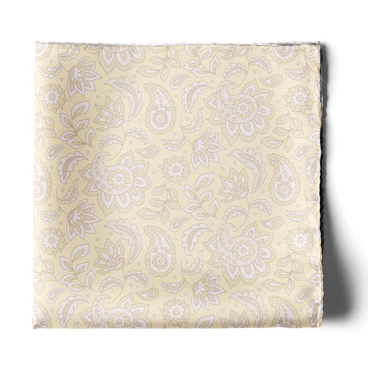 Four In One Pastel Cream Silk Pocket Square — men's silk pocket square, view 2