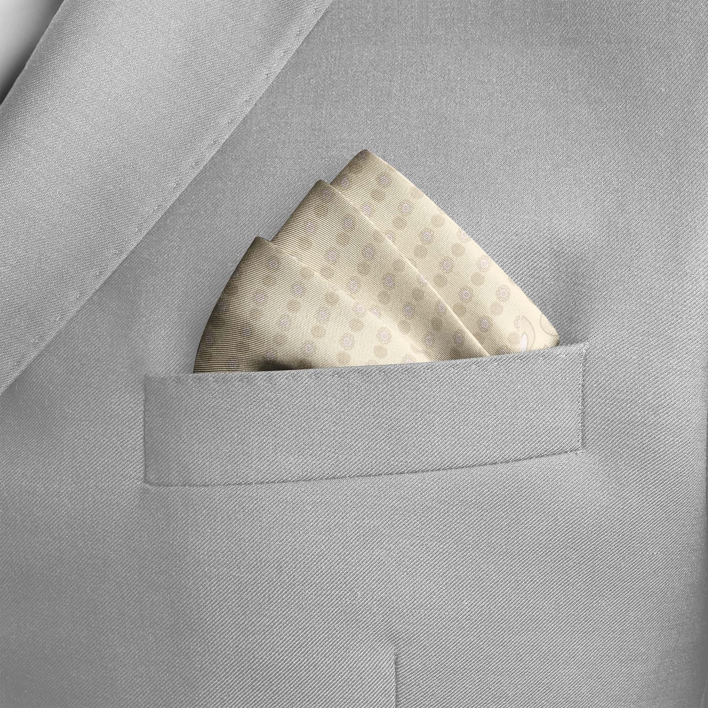 Four In One Pastel Cream Silk Pocket Square — men's silk pocket square, view 4