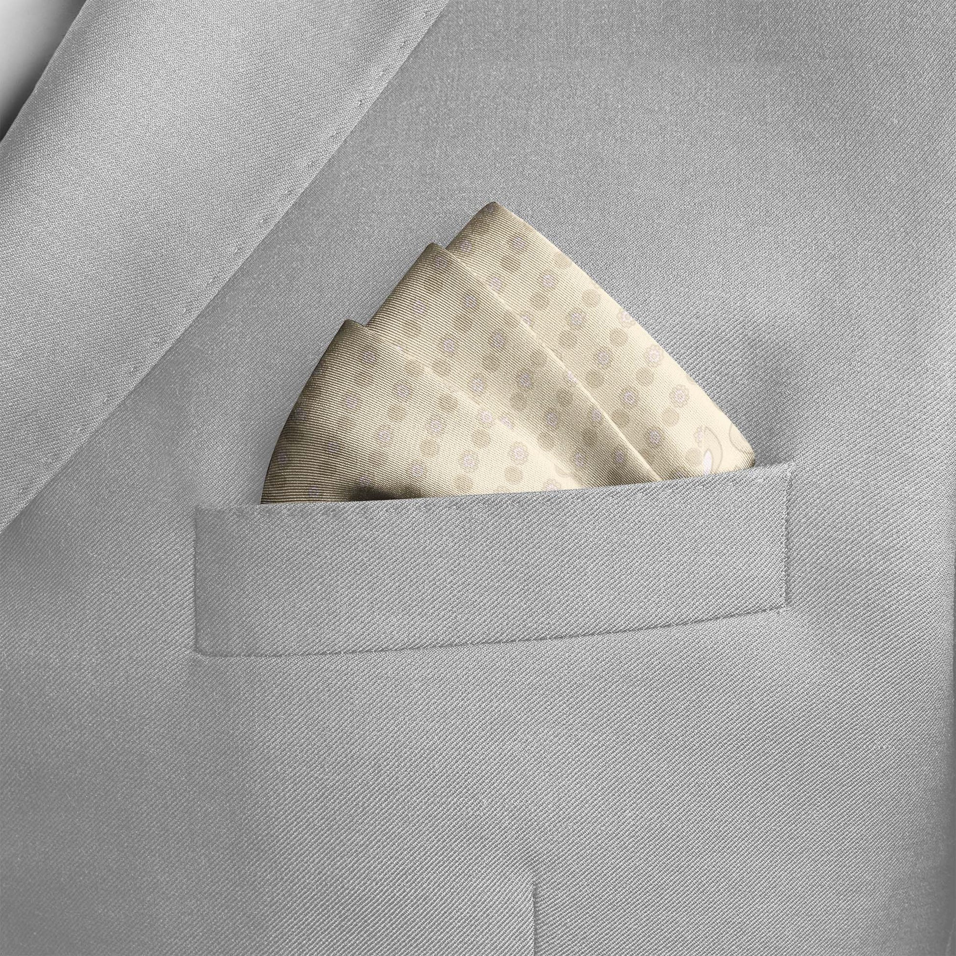 Four In One Pastel Cream Silk Pocket Square — men's silk pocket square, view 4