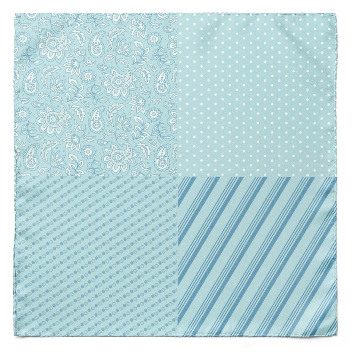Four In One Pastel Ice Blue Silk Pocket Square — men's 100% silk pocket square