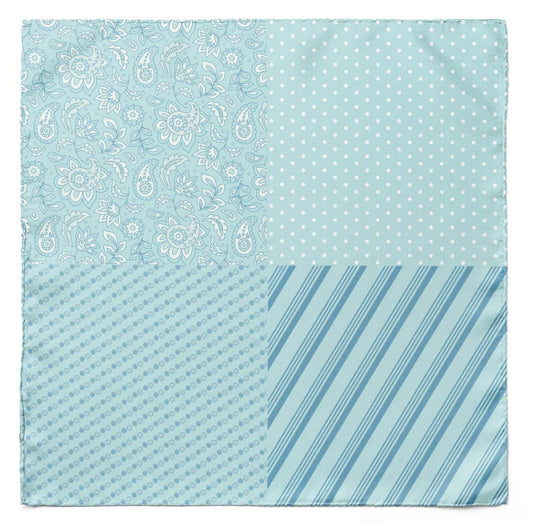 Four In One Pastel Ice Blue Silk Pocket Square — men's 100% silk pocket square