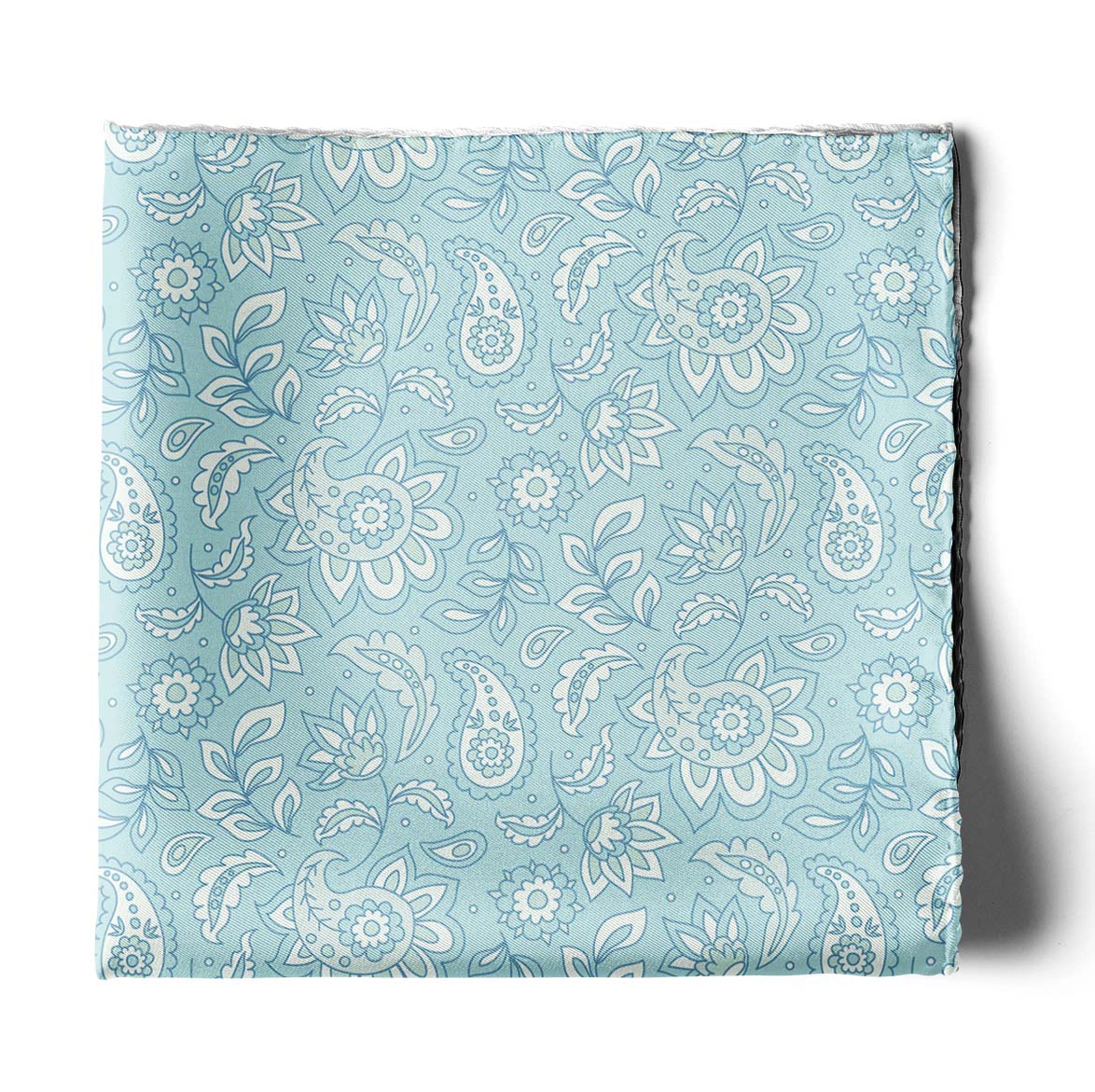 Four In One Pastel Ice Blue Silk Pocket Square — men's silk pocket square, view 2