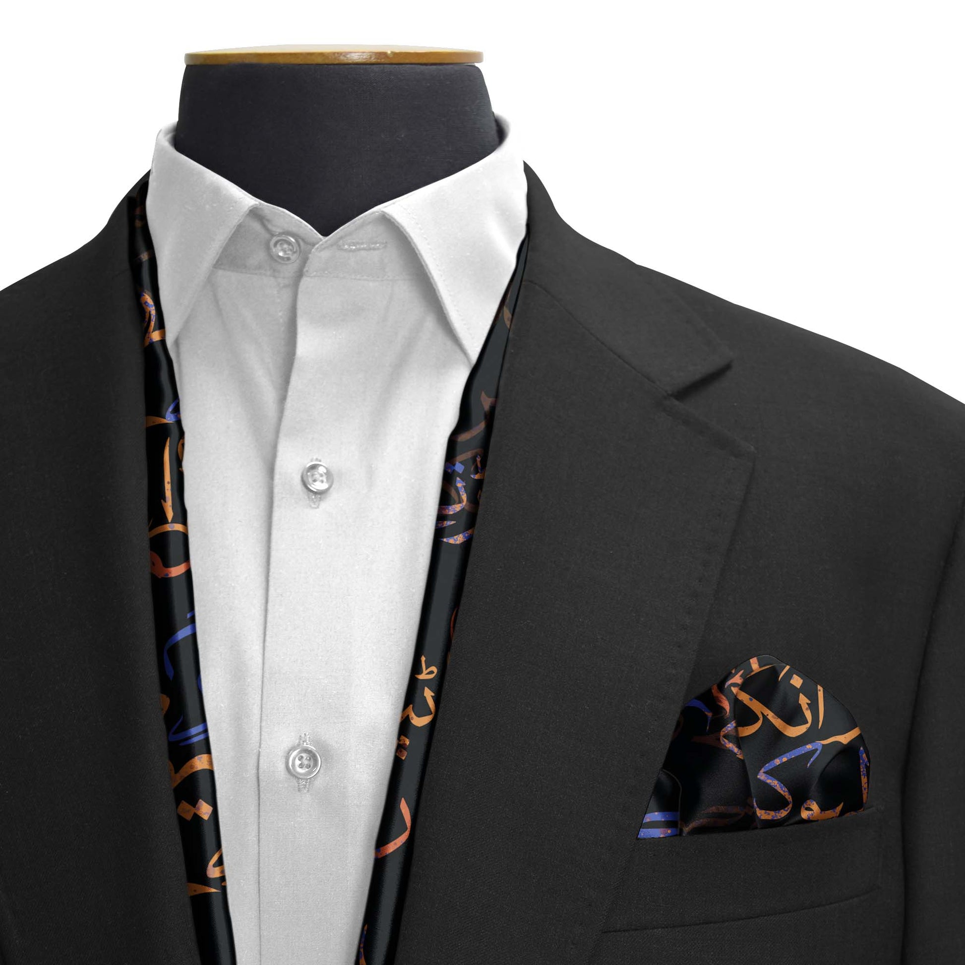 Diwan-E-Ghalib Silk Scarf & Pocket Square Set — men's silk scarf, view 3