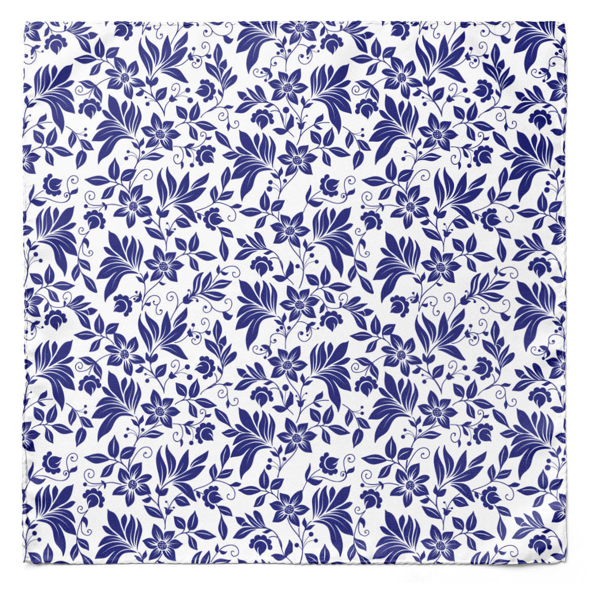 Sapphire Blossom Silk Pocket Square — men's 100% silk pocket square
