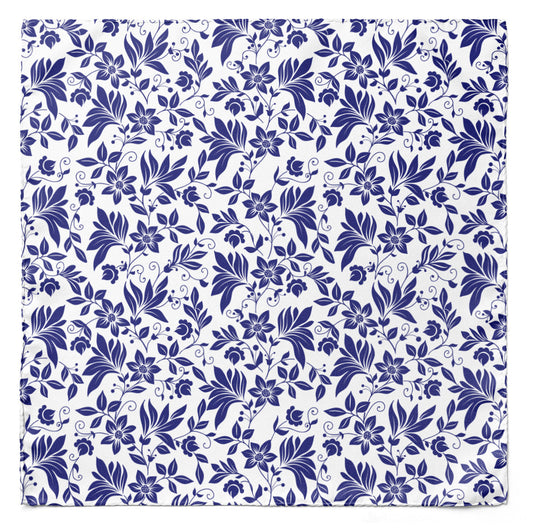 Sapphire Blossom Silk Pocket Square — men's 100% silk pocket square