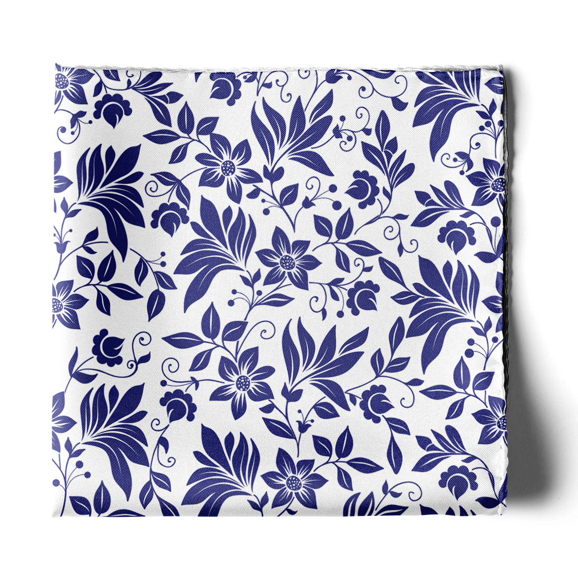 Sapphire Blossom Silk Pocket Square — men's silk pocket square, view 2