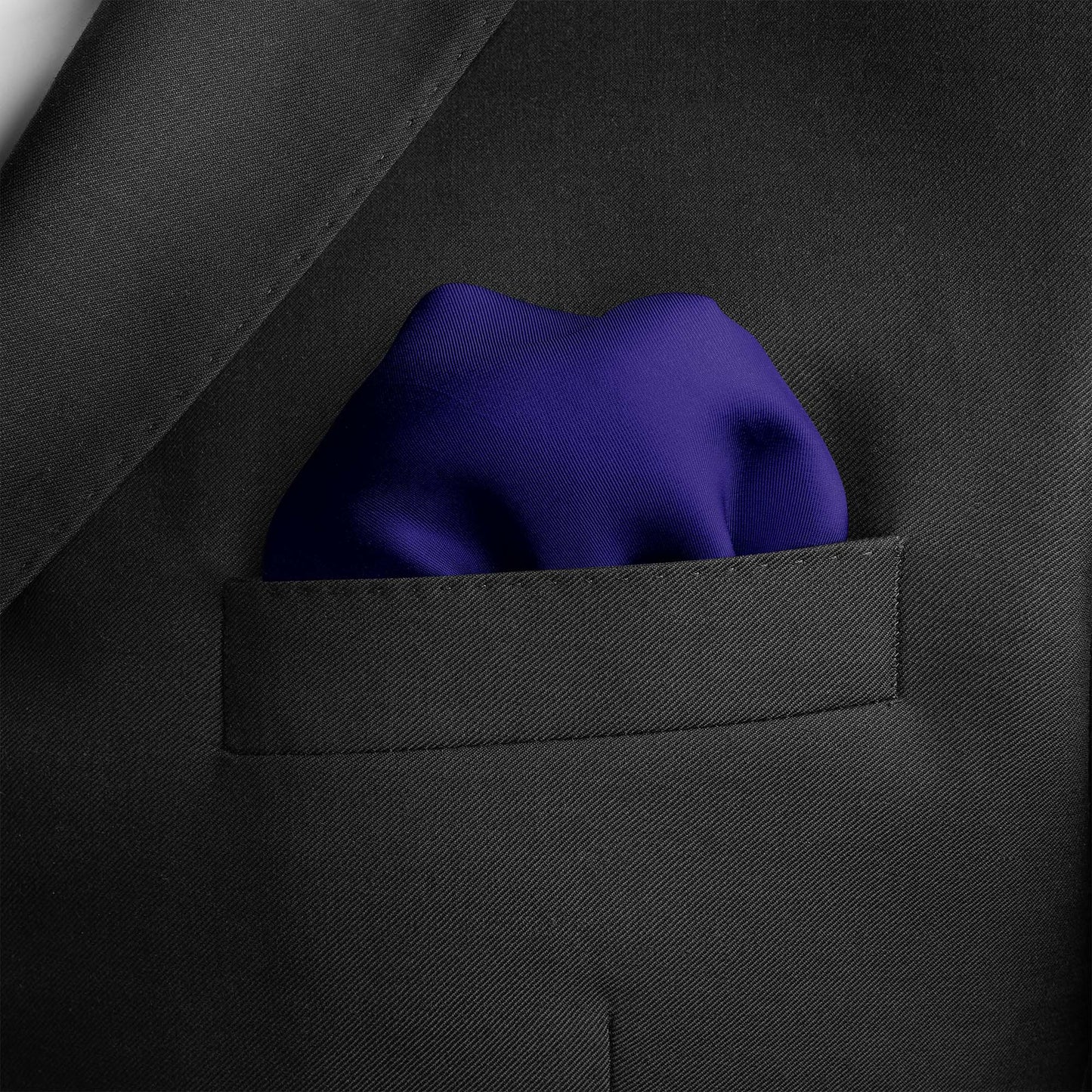 The Solid Navy Blue Silk Pocket Square — men's silk pocket square, view 4