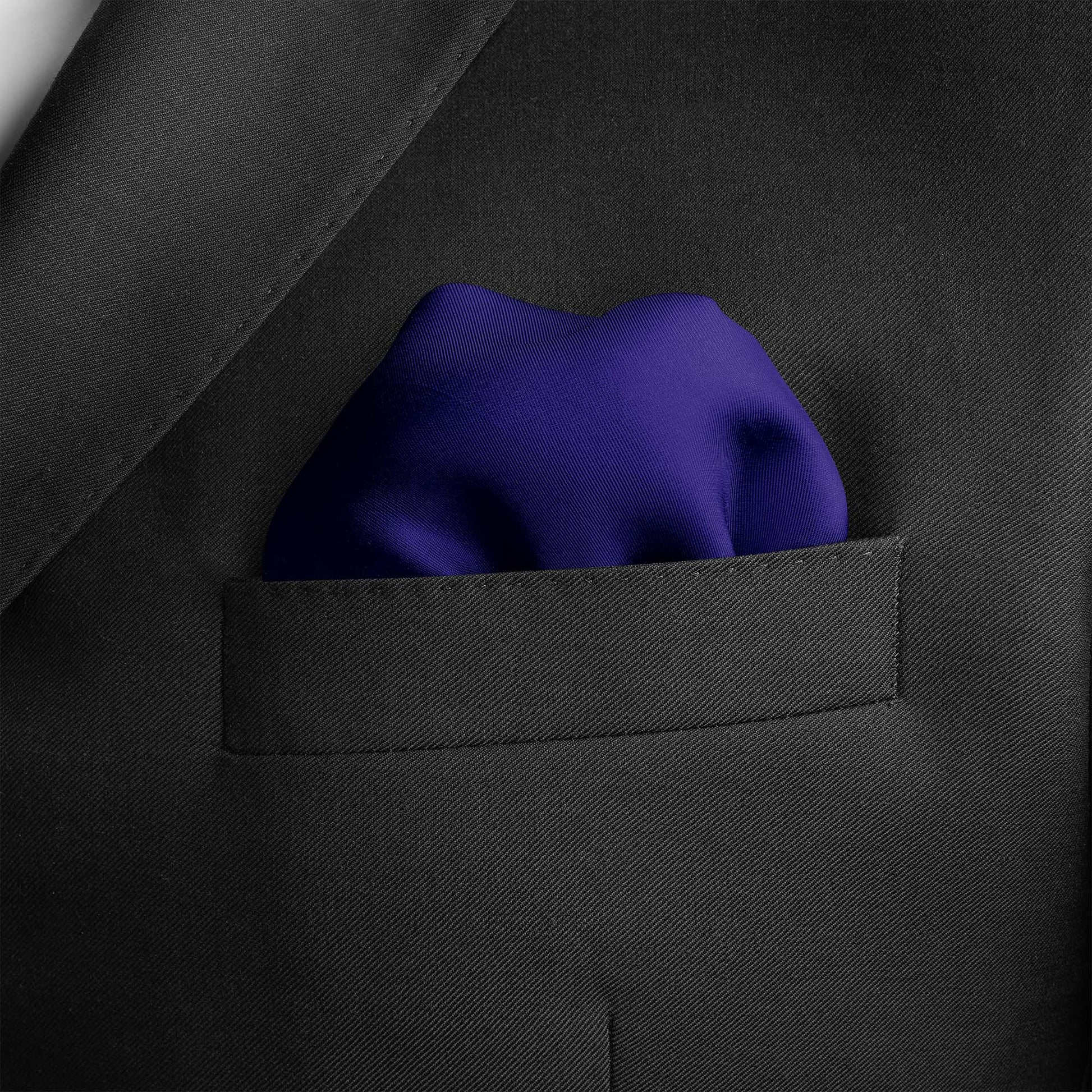 The Solid Navy Blue Silk Pocket Square — men's silk pocket square, view 4