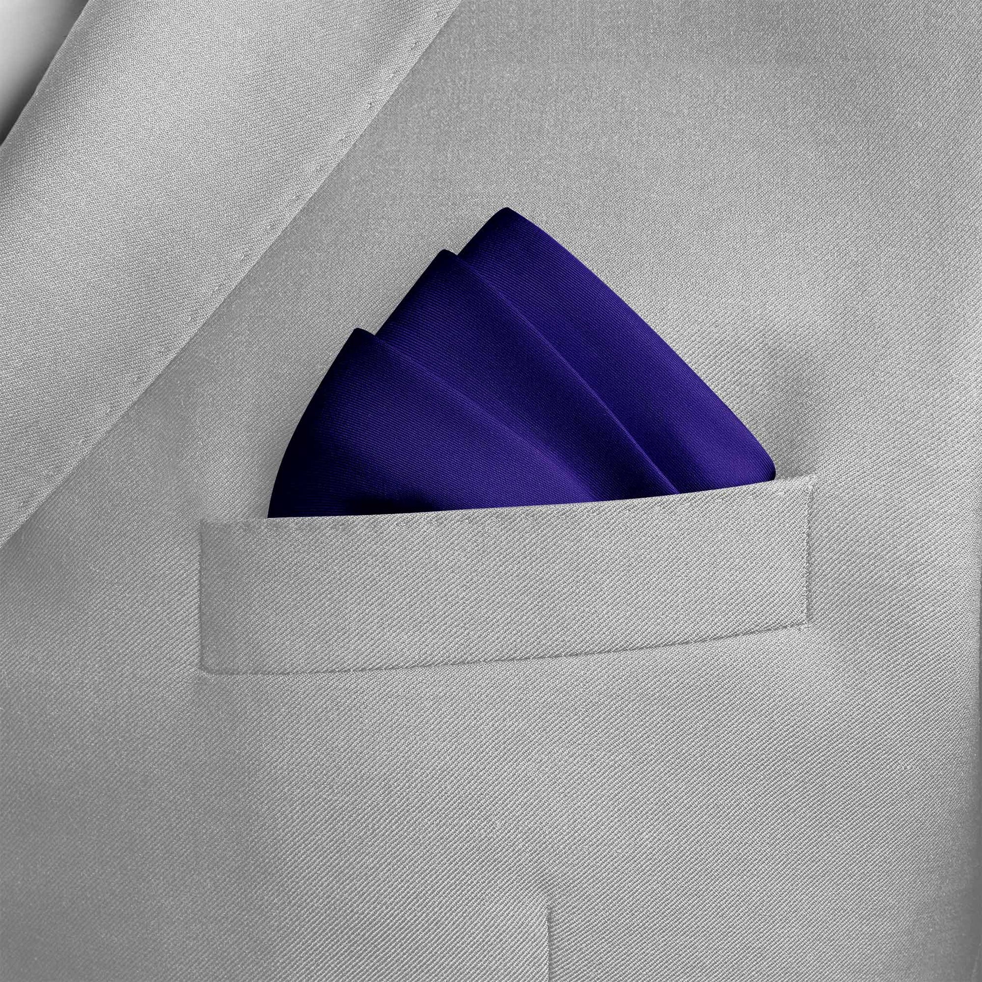 The Solid Navy Blue Silk Pocket Square — men's silk pocket square, view 3