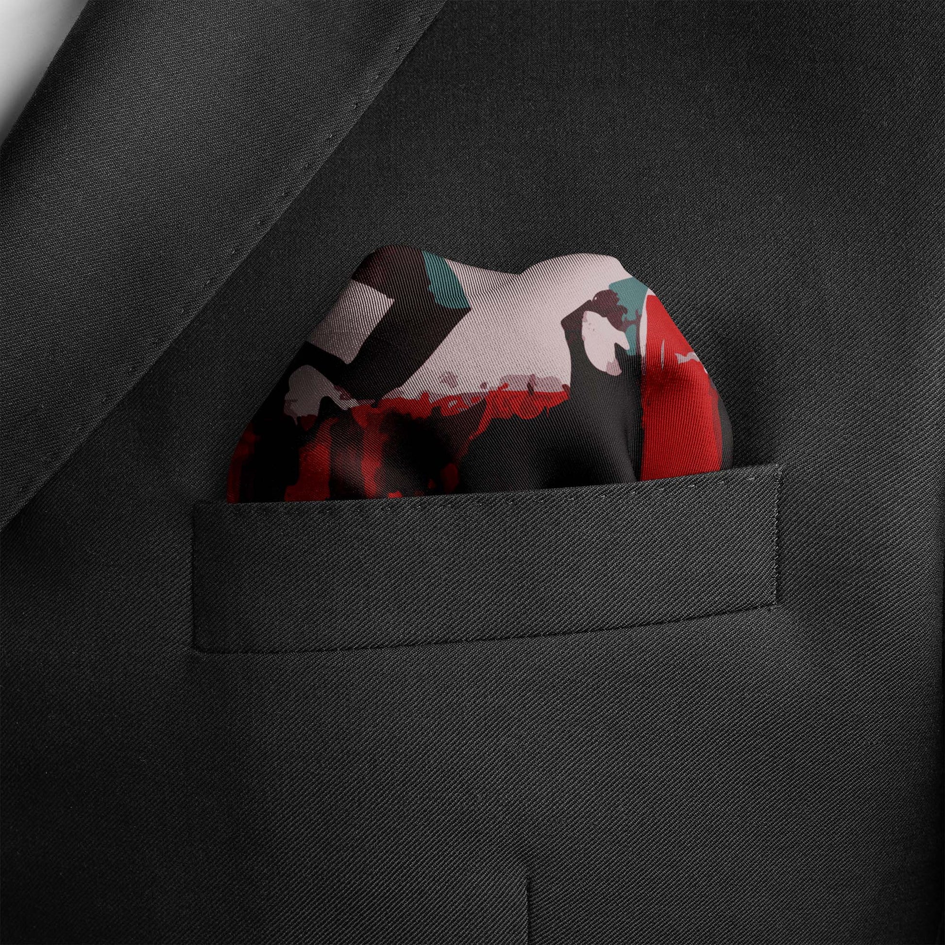 Calligraphic Mosaic Silk Pocket Square — men's silk pocket square, view 3