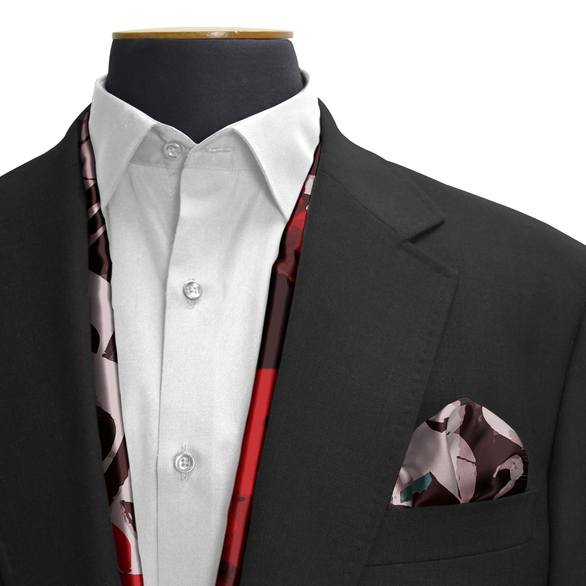Calligraphic Mosaic Silk Scarf & Pocket Square Set — men's silk scarf, view 3