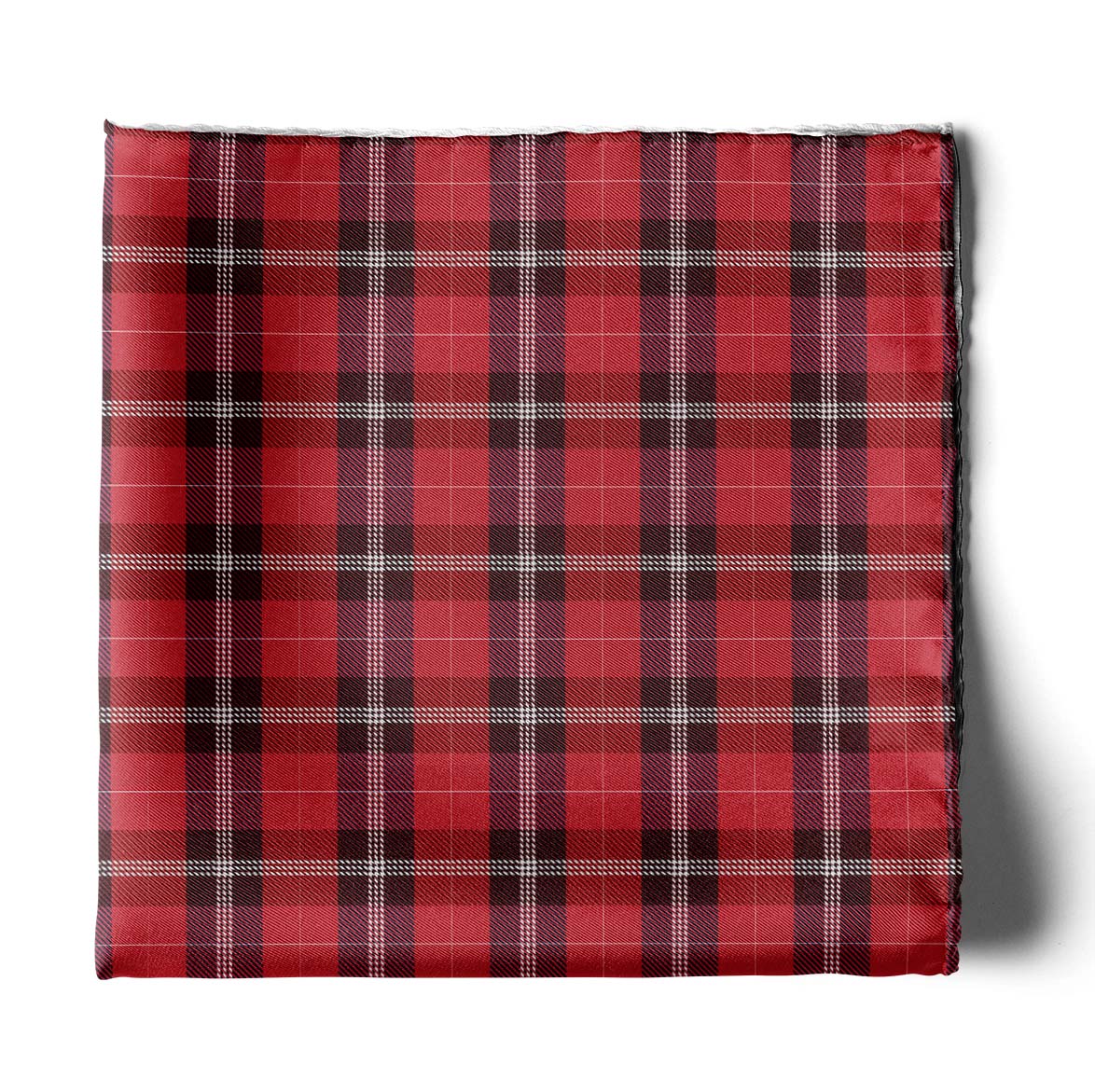 The Red Classic Plaid Silk Pocket Square — men's silk pocket square, view 2