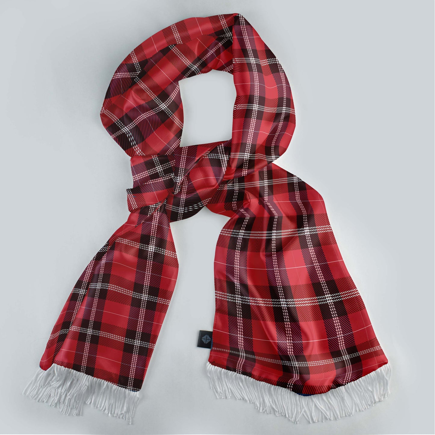 The Red Classic Plaid Silk Scarf — men's silk scarf, view 3
