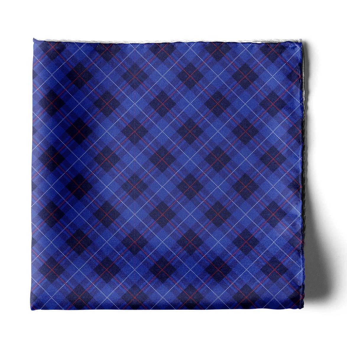 The Blue Plaid Silk Pocket Square — men's silk pocket square, view 2