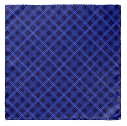 The Blue Plaid Silk Pocket Square — men's 100% silk pocket square