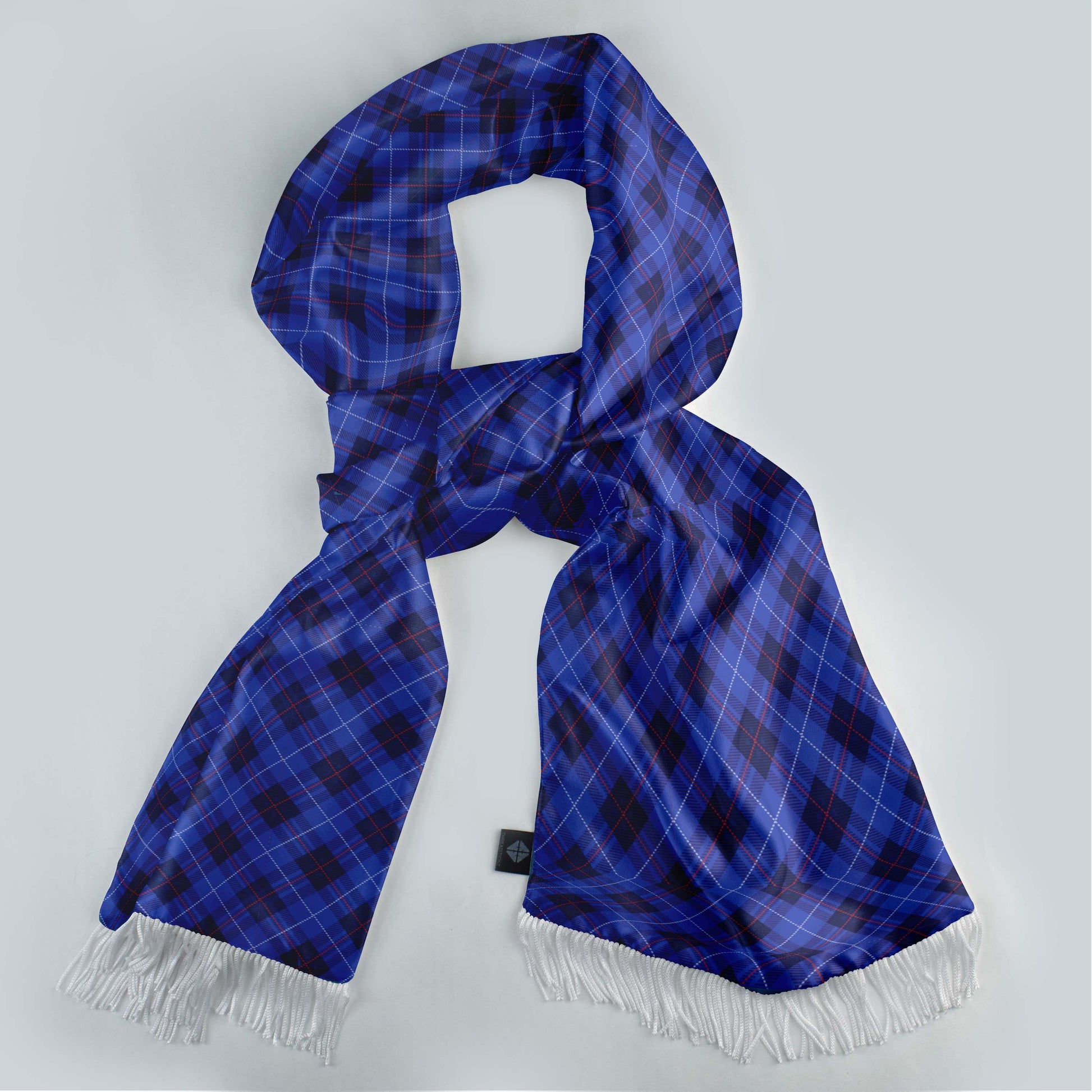 The Blue Plaid Silk Scarf & Pocket Square Set — men's silk scarf, view 4