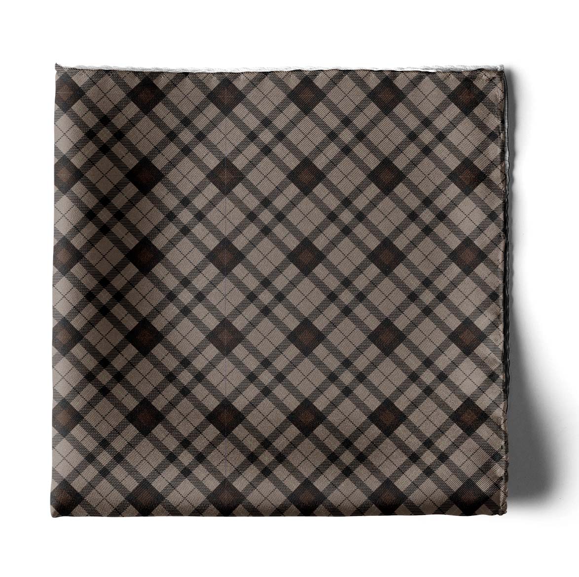 The Umber Brown Plaid Silk Pocket Square — men's silk pocket square, view 2
