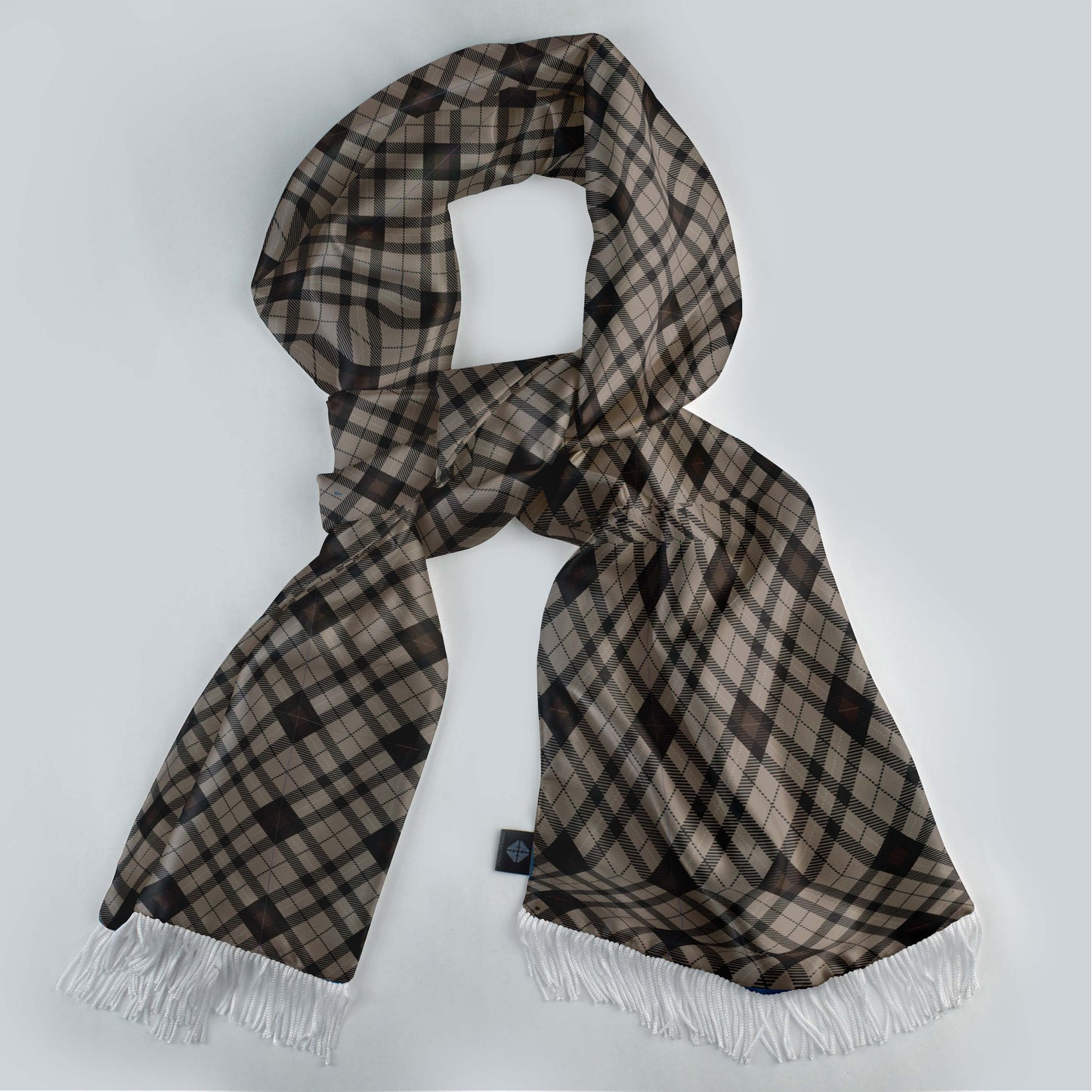 The Umber Brown Plaid Silk Scarf — men's silk scarf, view 3
