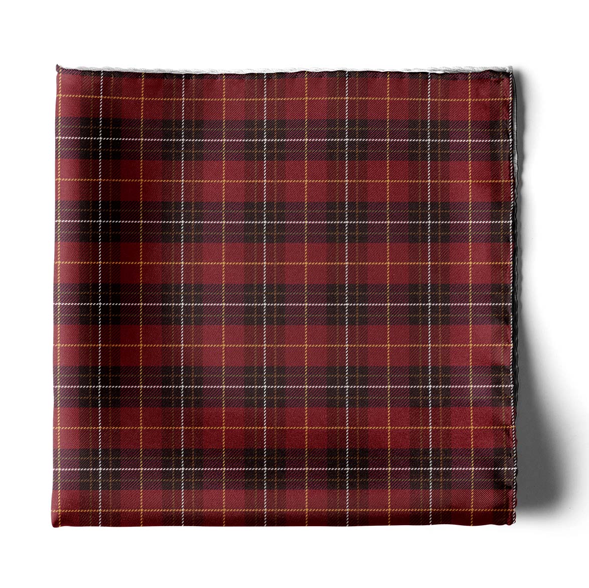 The Maroon Classic Plaid Silk Pocket Square — men's silk pocket square, view 2