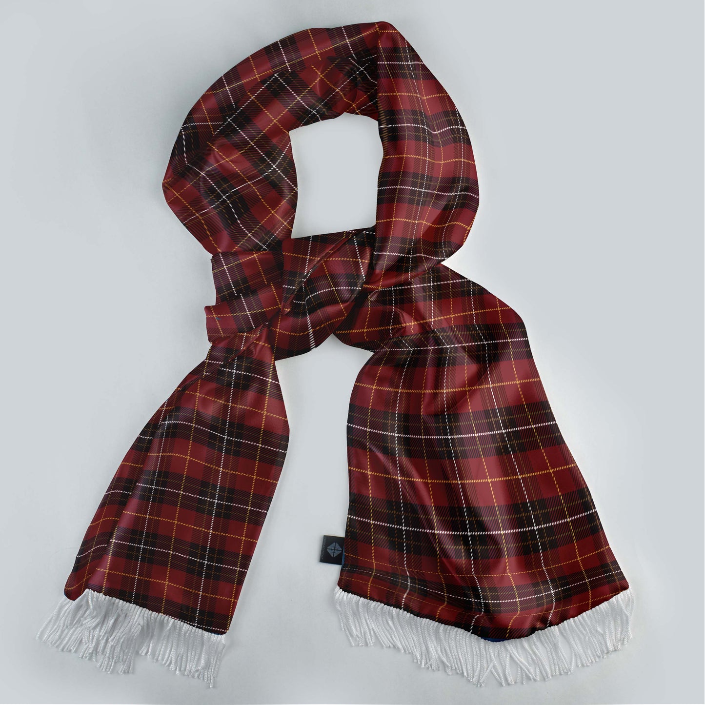 The Maroon Classic Plaid Silk Scarf — men's silk scarf, view 3