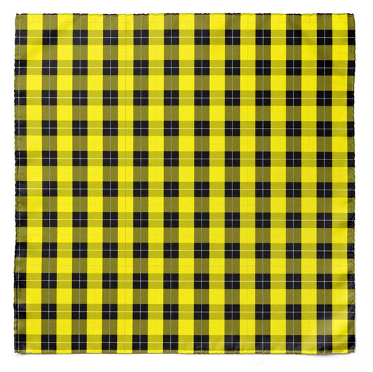 The Yellow Classic Plaid Silk Pocket Square — men's 100% silk pocket square