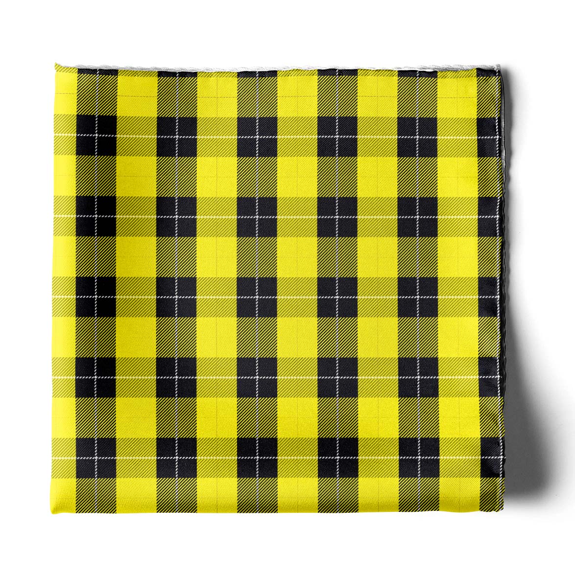 The Yellow Classic Plaid Silk Pocket Square — men's silk pocket square, view 2