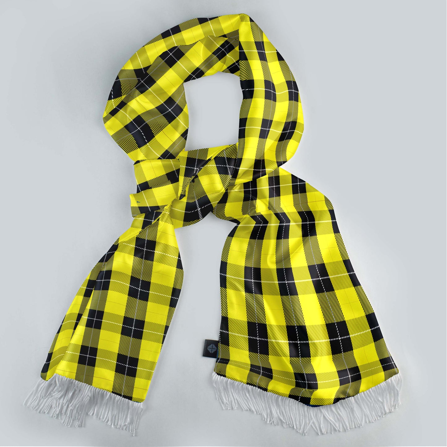 The Yellow Classic Plaid Silk Scarf — men's silk scarf, view 3