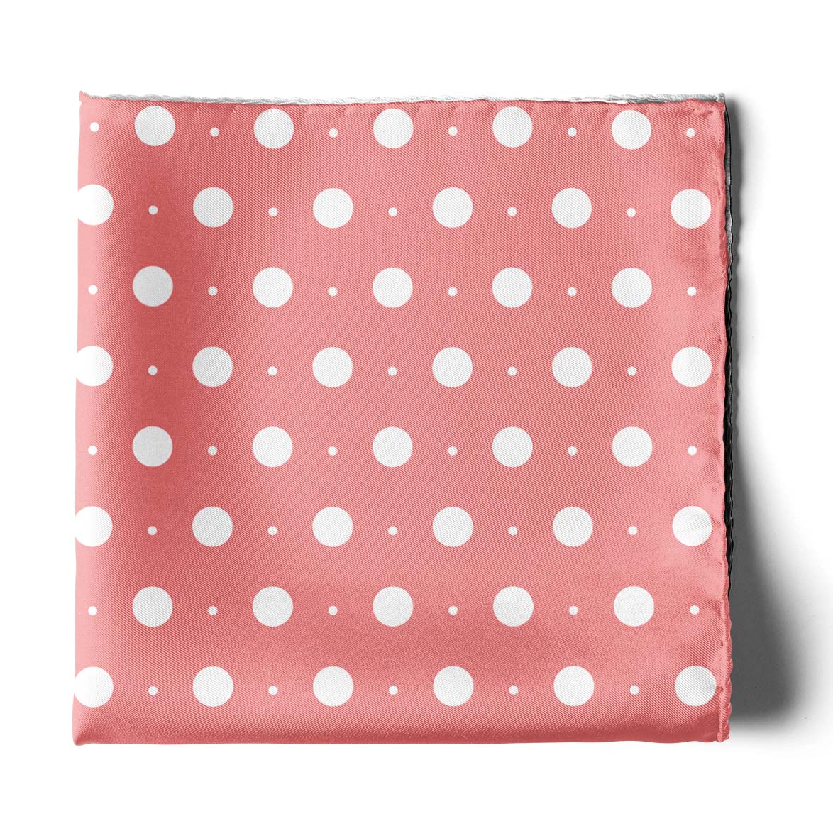 Peach With White Polka Silk Pocket Square — men's silk pocket square, view 2