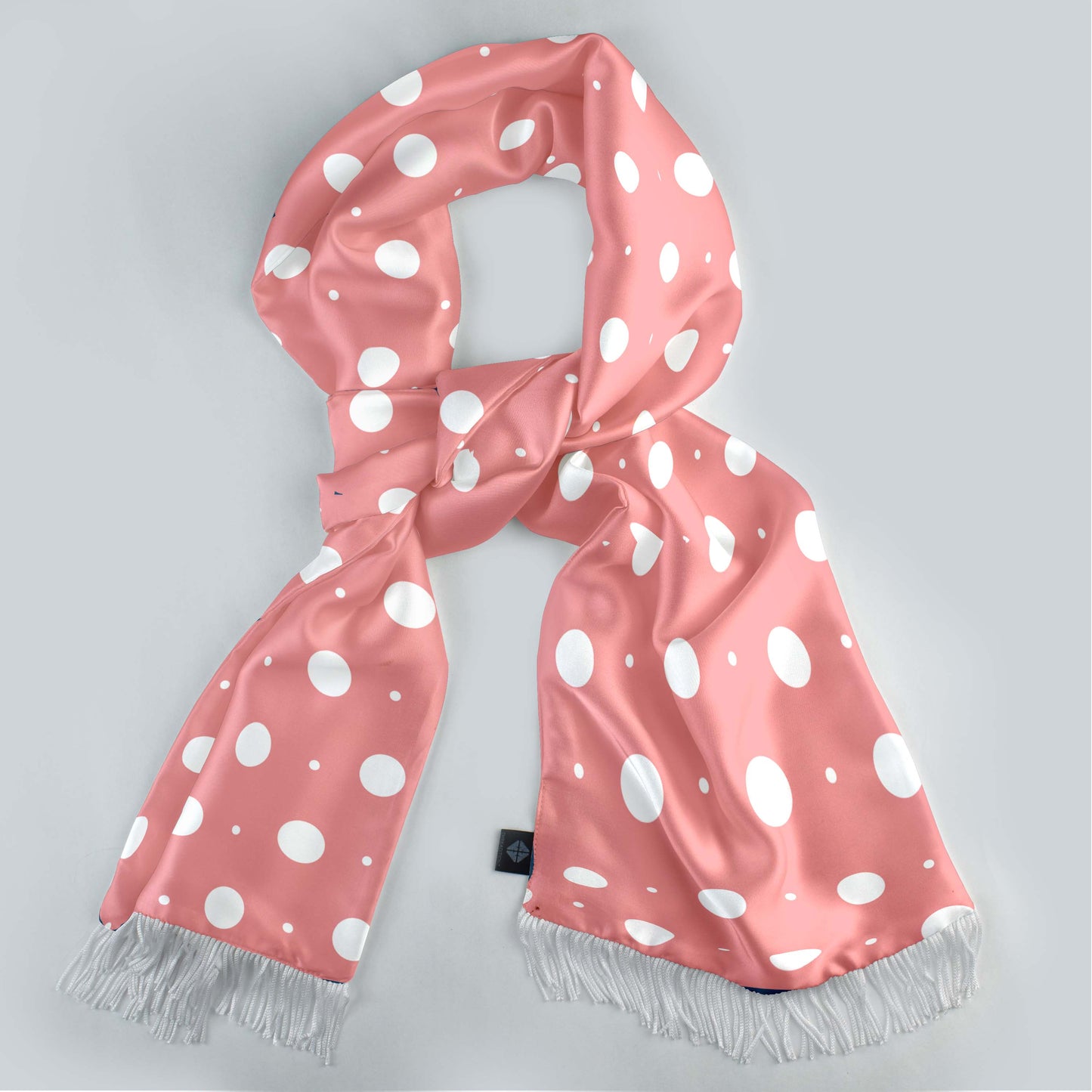 Peach With White Polka Silk Scarf & Pocket Square Set — men's silk scarf, view 4
