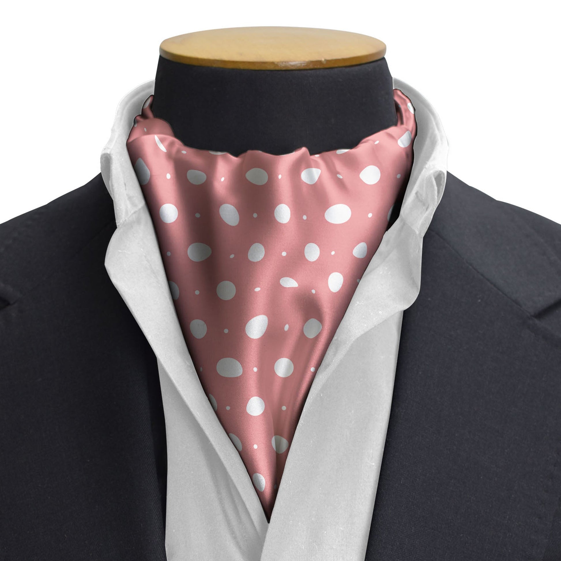 Peach With White Polka Silk Cravat — men's silk cravat, view 3