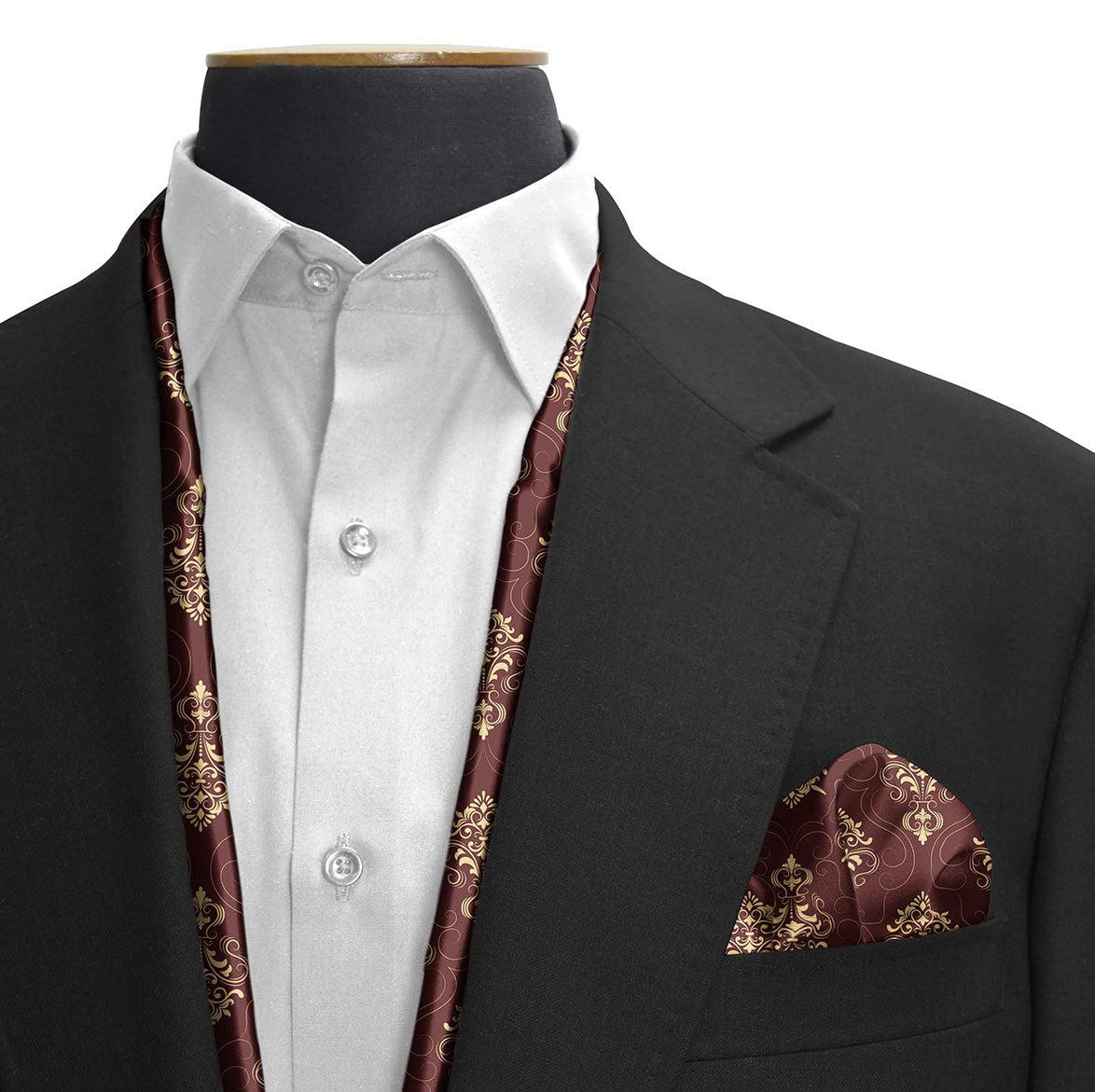 Caput Mortuum Dark Silk Scarf & Pocket Square Set — men's silk scarf, view 3