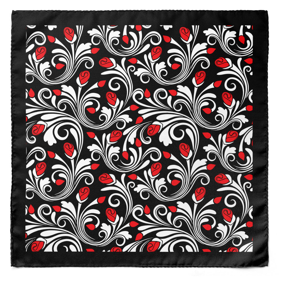 Midnight Rose Silk Pocket Square — men's 100% silk pocket square