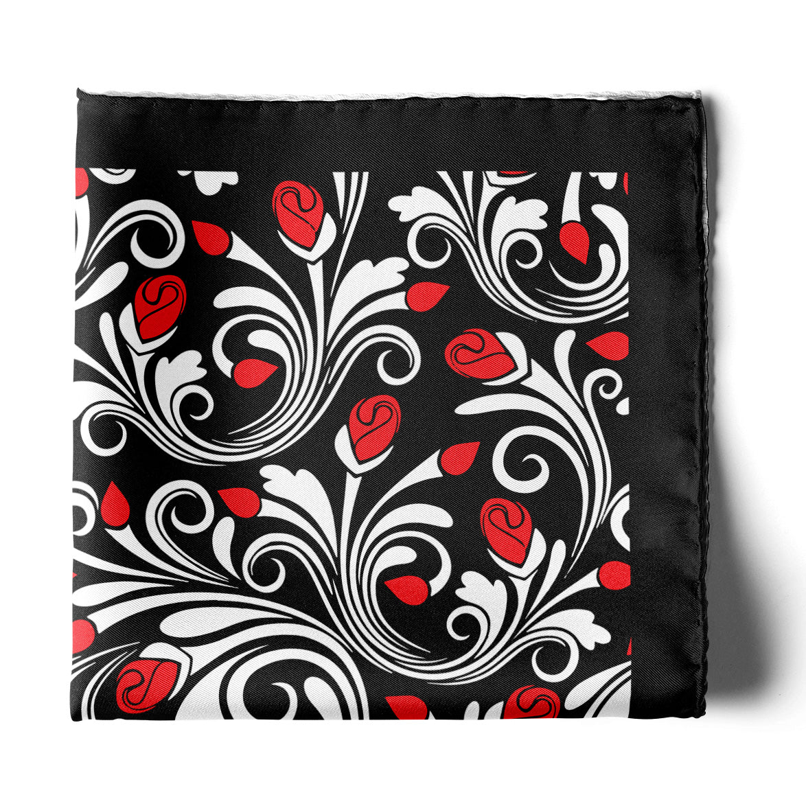 Midnight Rose Silk Pocket Square — men's silk pocket square, view 2