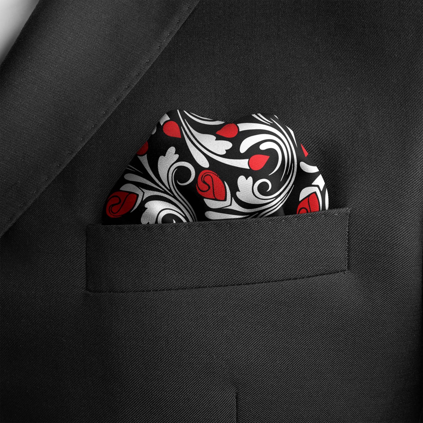 Midnight Rose Silk Pocket Square — men's silk pocket square, view 3