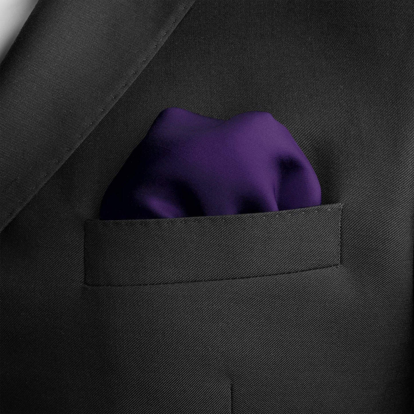 The Solid Purple Silk Pocket Square — men's silk pocket square, view 4