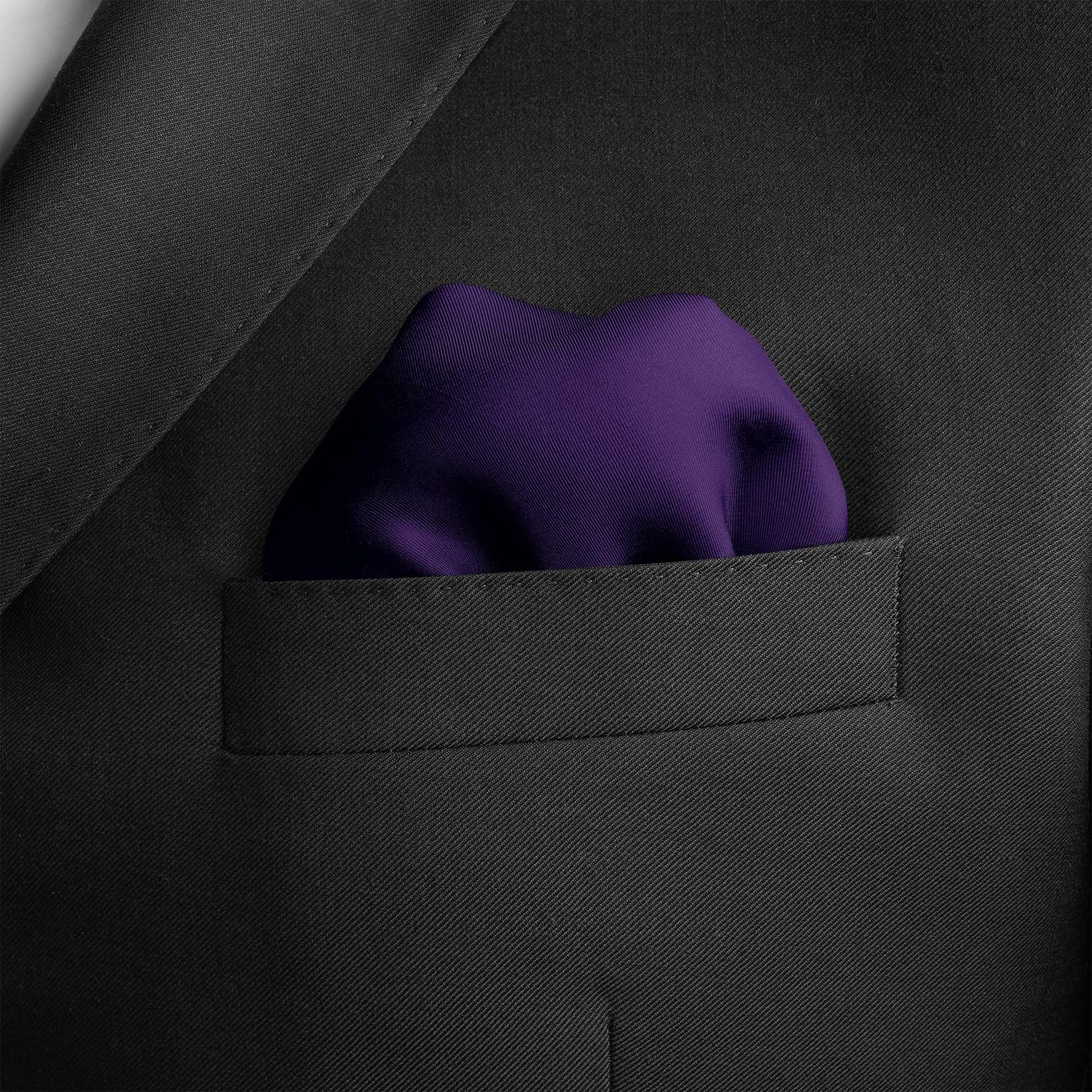 The Solid Purple Silk Pocket Square — men's silk pocket square, view 4