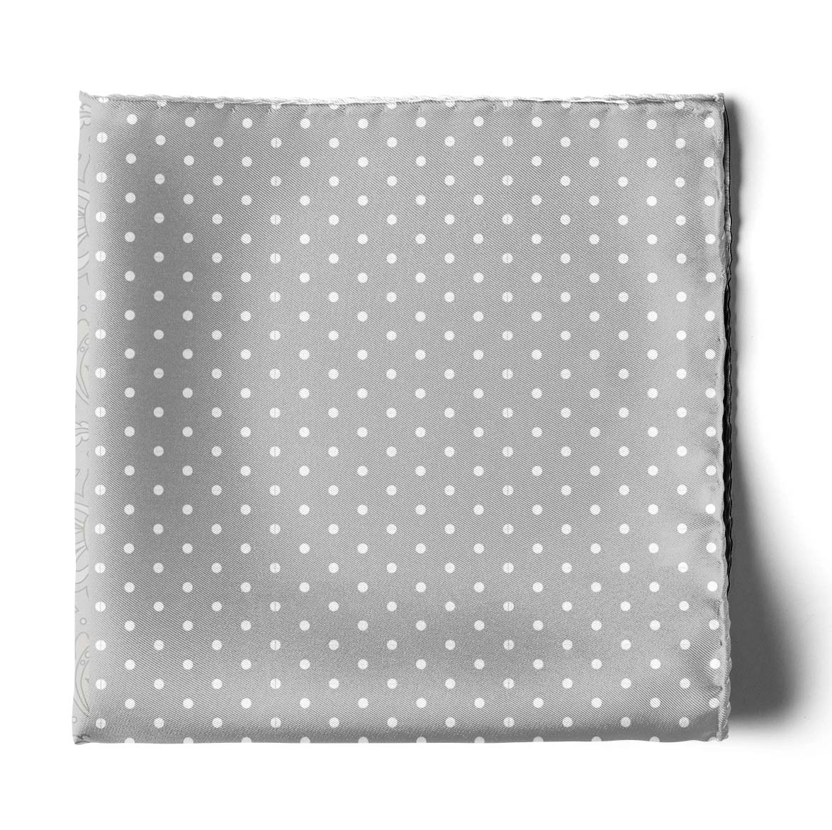Four In One Cloudy Grey Silk Pocket Square — men's silk pocket square, view 2