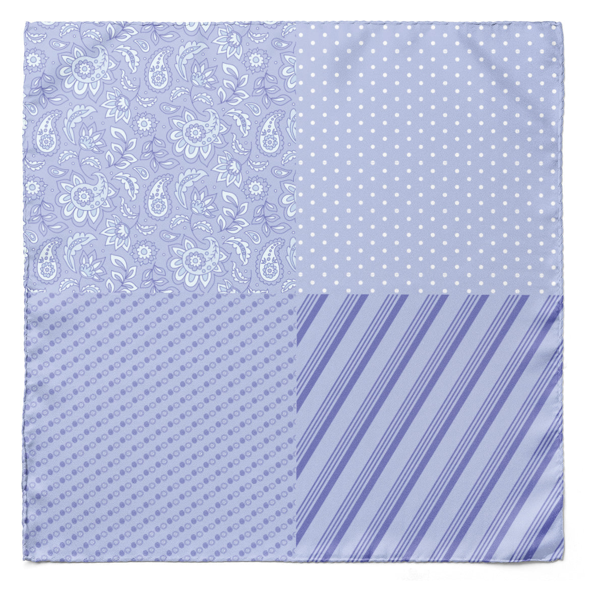 Four In One Pastel Lilac Silk Pocket Square — men's 100% silk pocket square