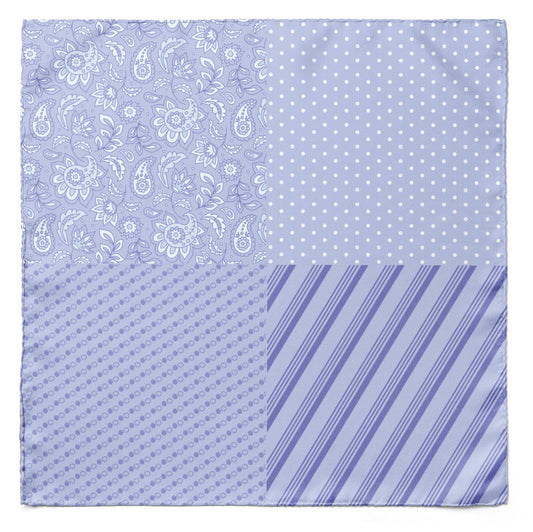 Four In One Pastel Lilac Silk Pocket Square — men's 100% silk pocket square