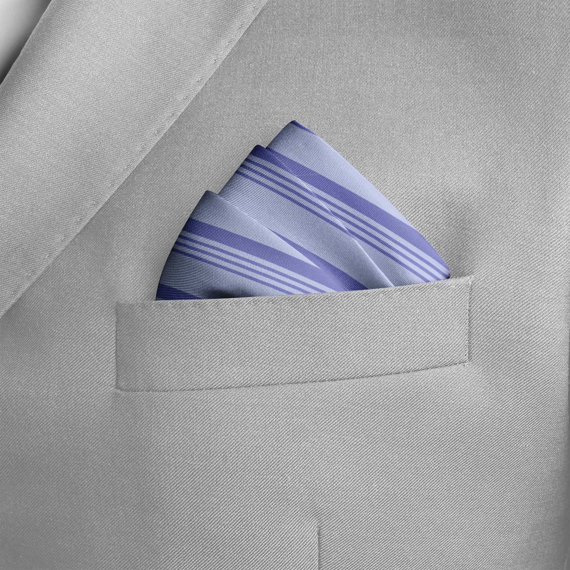 Four In One Pastel Lilac Silk Pocket Square — men's silk pocket square, view 4