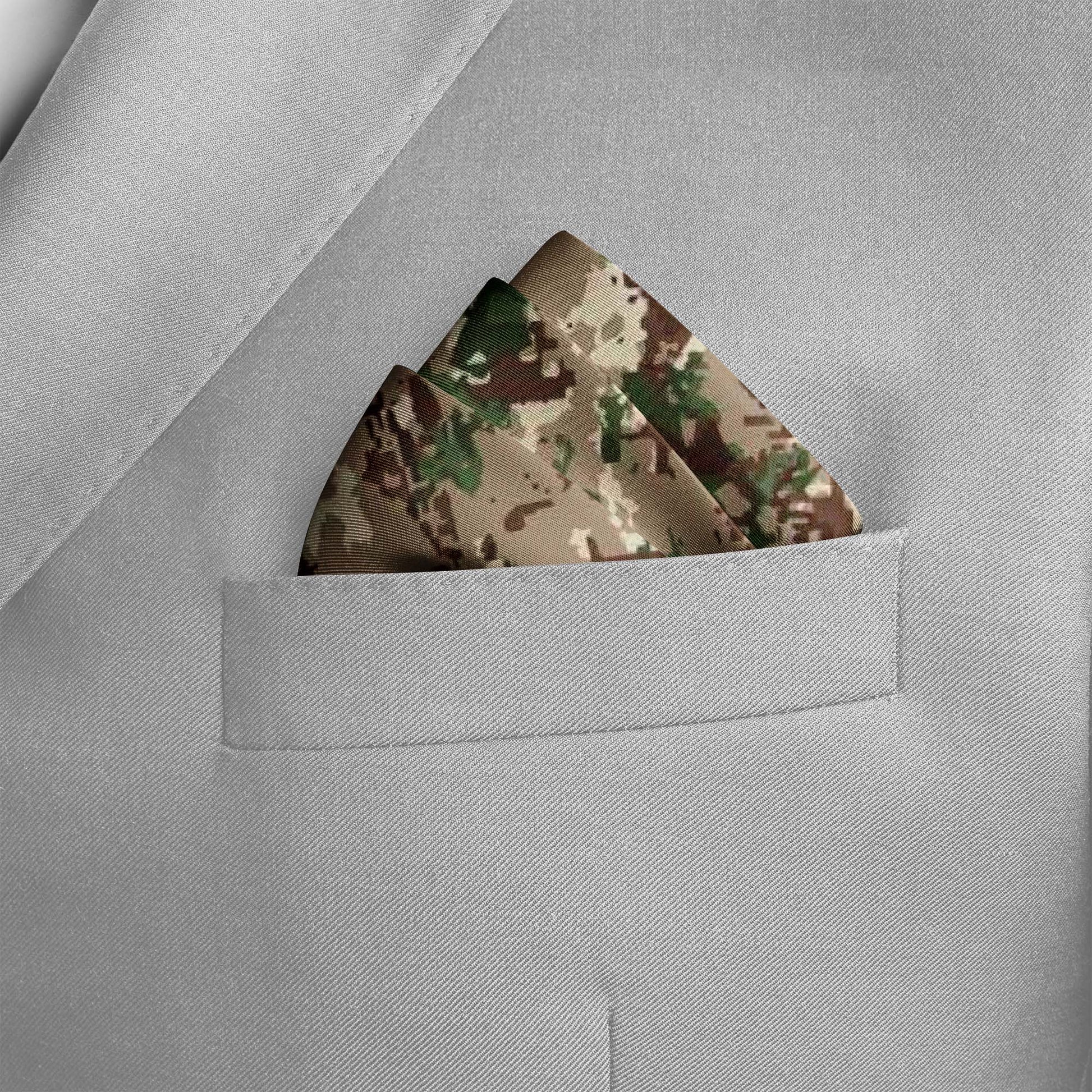 The Military Camo Silk Pocket Square — men's silk pocket square, view 4