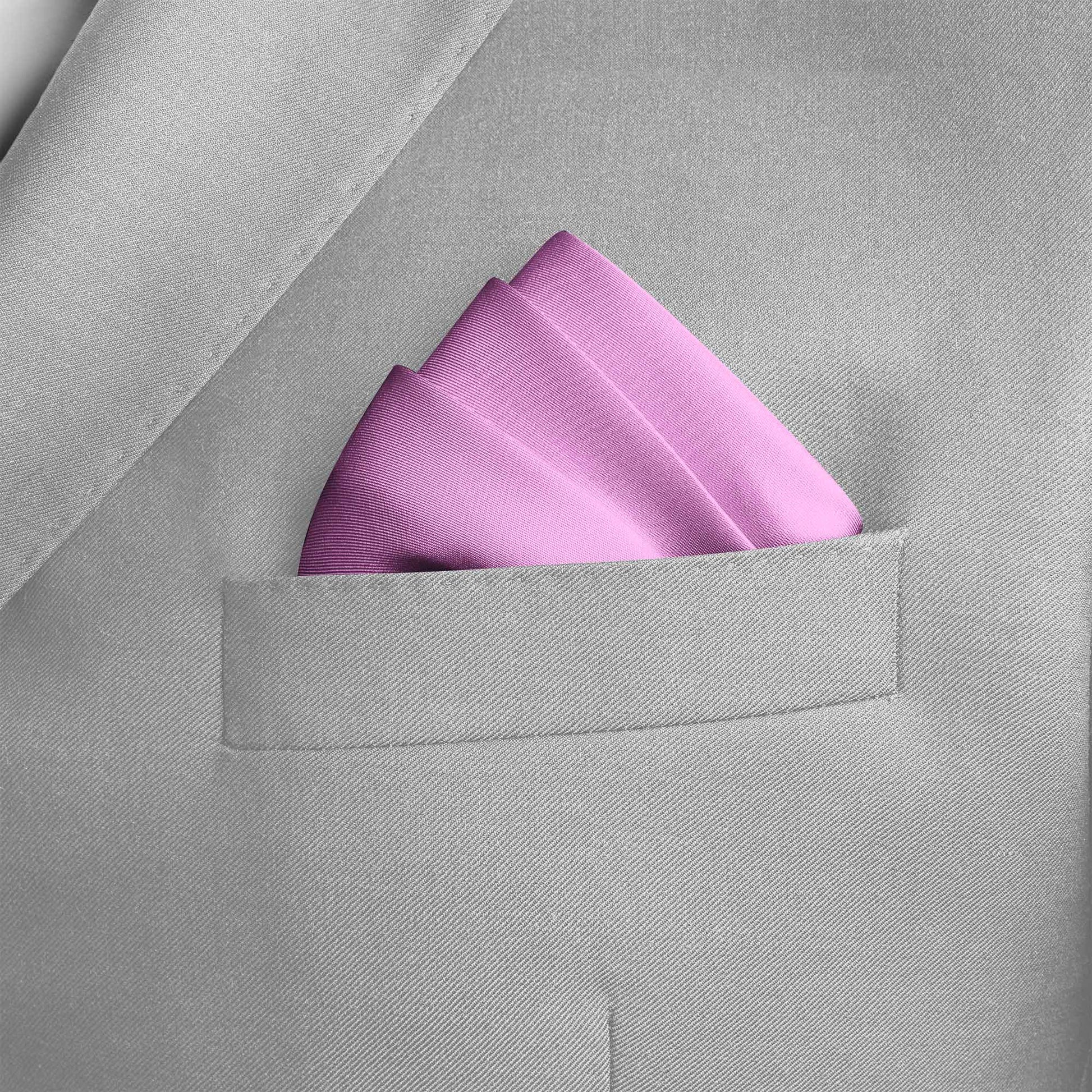 The Solid Taffy Pink Silk Pocket Square — men's silk pocket square, view 2